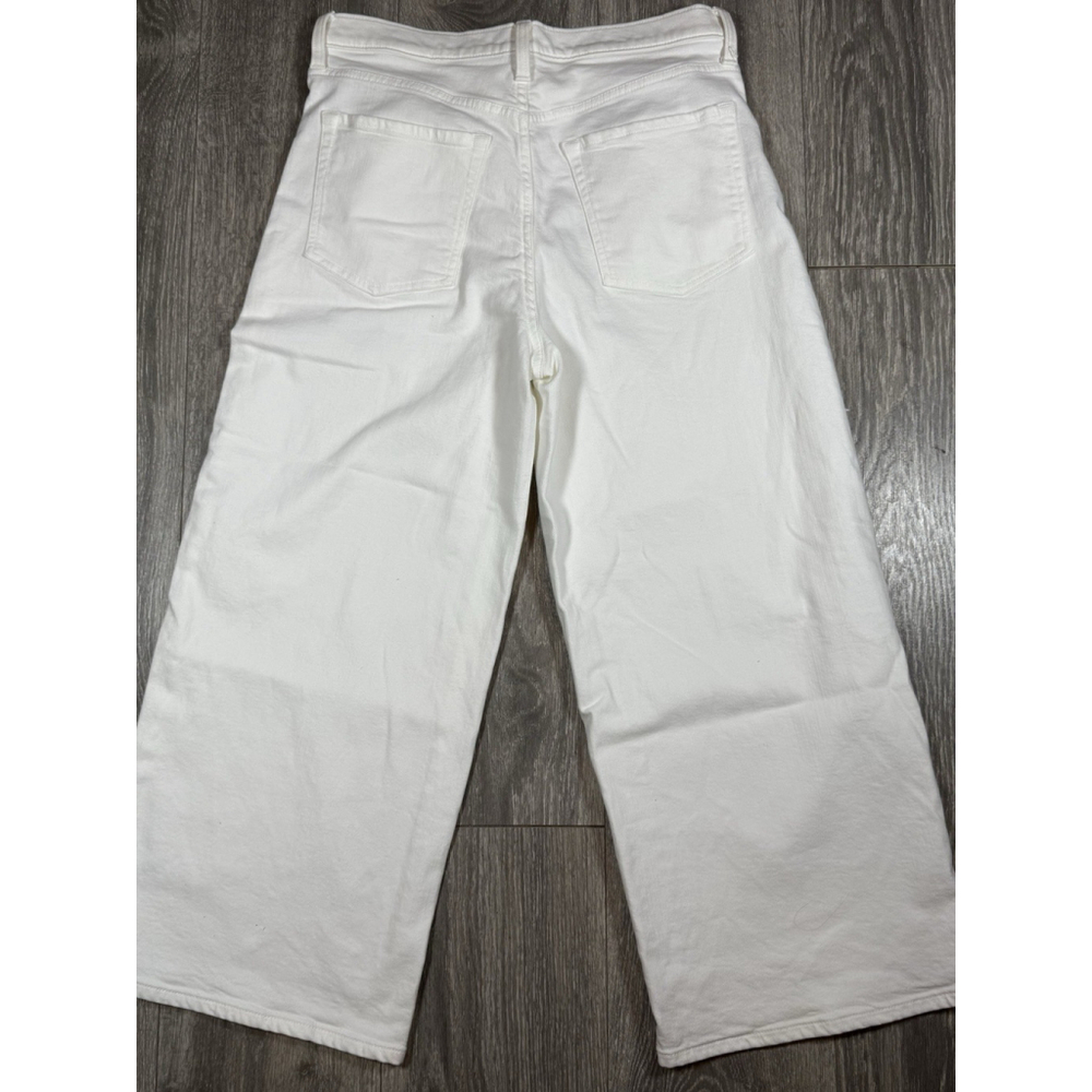 Banana Republic Jeans Womens 29 White High Rise Wide Leg Crop Denim Casual Pants - Picture 2 of 6